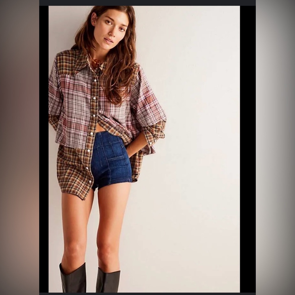 We the Free Plaid Two Tone Layered Flannel size Medium - Picture 2 of 14